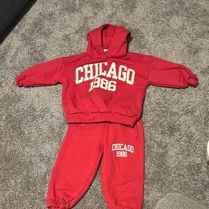 Chicago 1986 Red Hoodie and Sweatpants Set